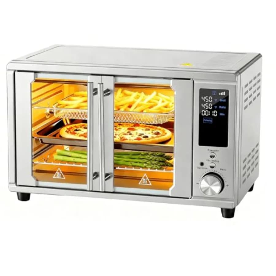 Friggitrice ad Aria e Forno Tostapane Combo Extra Large 12-in-1 con Sonda Intelligente, 7 Accessori Inclusi, Acciaio Inossidabile, Fino a 230°C