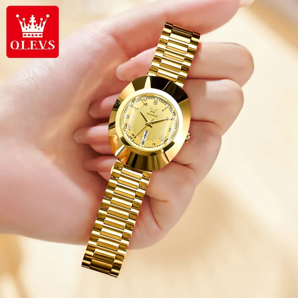 OLEVS 7008 Orologio da donna Orologio da polso al quarzo di lusso Acciaio al tungsteno Impermeabile Luminoso Giorno Data Orologi per donna Set di braccialetti