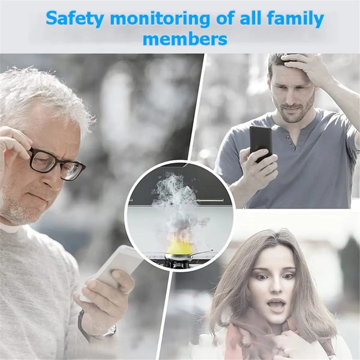 (ABDH) Rilevatore di fumo WiFi con batteria a lunga durata, suono 85dB, controllo remoto tramite APP Tuya Smart Life, protezione antincendio domestica, sicurezza 433mhz
