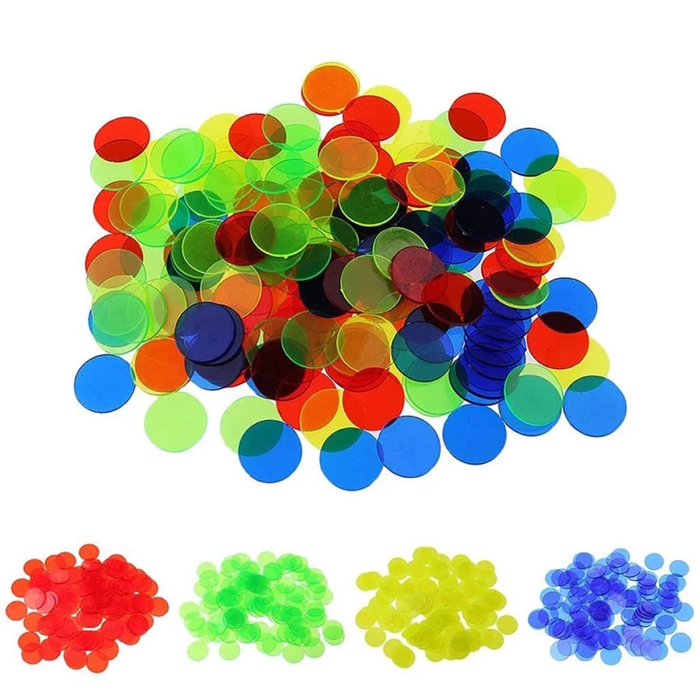 Chip rotondi Bambini Bambini 15mm Moneta di plastica trasparente per gioco di bingo Montessori Apprendimento matematico Giocattoli Giocattoli educativi Chip di bingo
