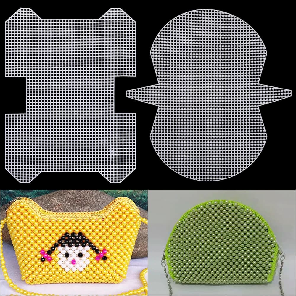 2 Pezzi di Fogli di Rete in Plastica Bianca - Kit Fai-da-Te per Mini Borse Intrecciate, Materiali per Cucito, Strumenti per Cucire, Uncinetti, Accessori Essenziali per Lavori a Maglia