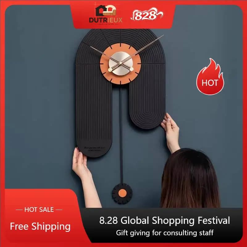 Design Youth Wall Clock Wooden Vertical Fashion Bedroom Luxury Wall Clock Decoration Aesthetic Orologio Da Parete Decor Items