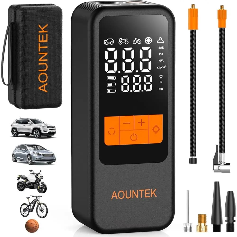 Compressore d'Aria Portatile con Manometro Digitale 150 PSI per Pneumatici Auto, Funzione di Spegnimento Automatico, Pompa Elettrica per Biciclette, M