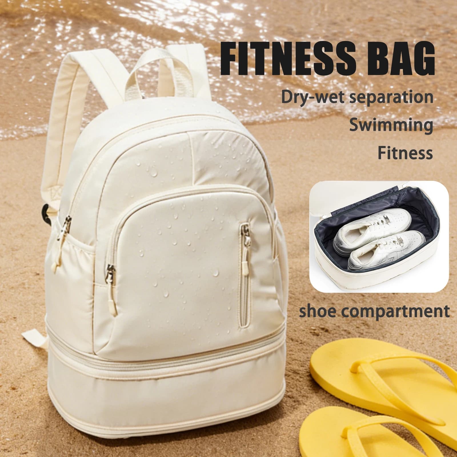 Zaino da Palestra per Donne, Zaino Sportivo Impermeabile con Scomparto per Scarpe, Zaino da Viaggio Casual, Borsa da Allenamento per Nuoto e Pallavolo