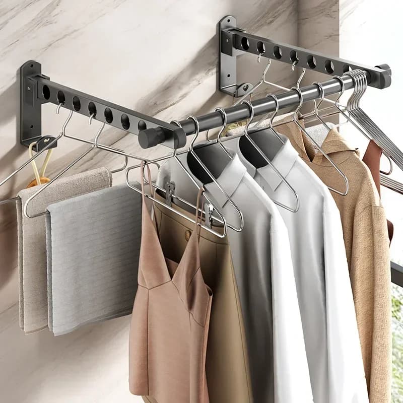 Wall Hanger New Wardrobe Durable Couple Stainless Steel Foldable Retractable Hook For Home