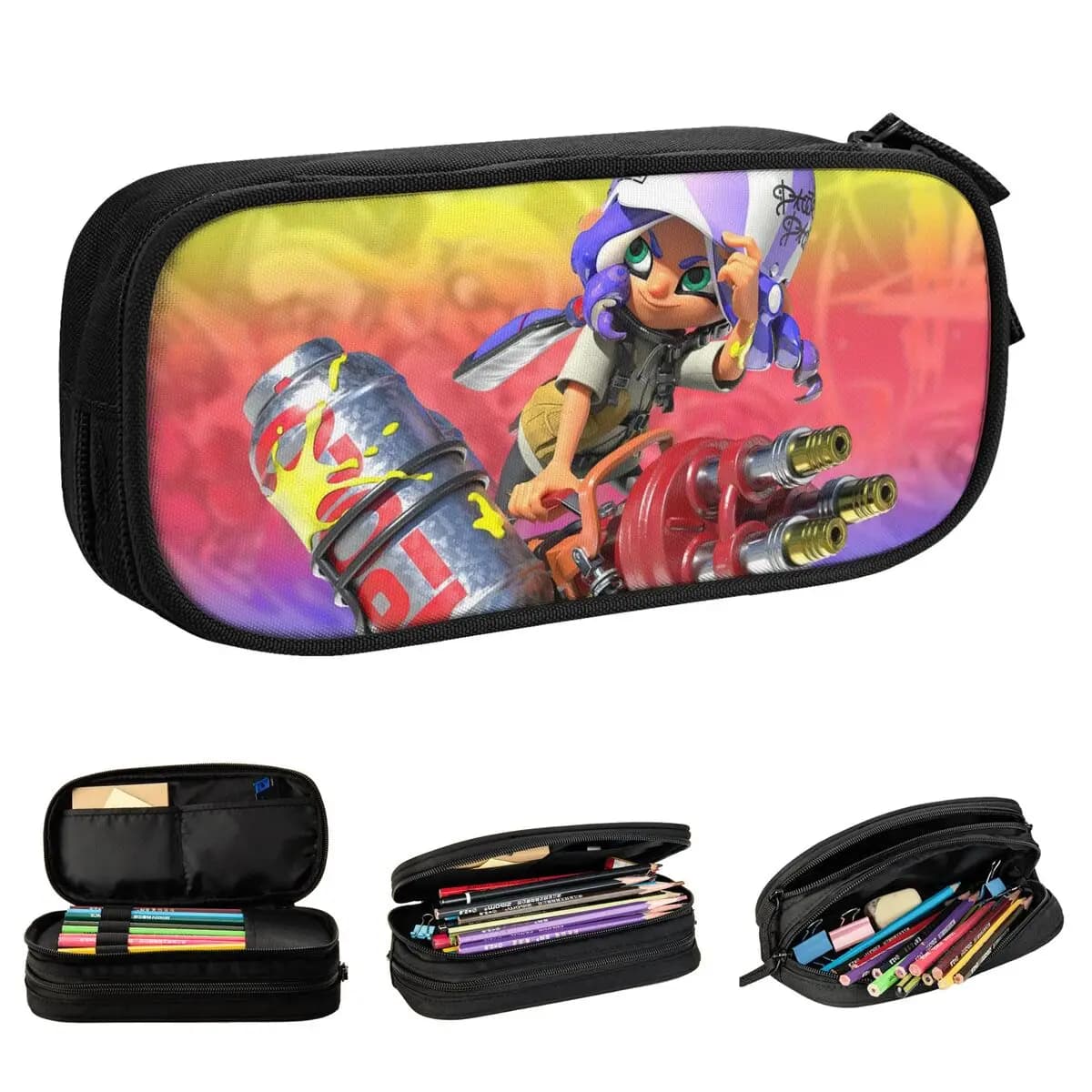 Simpatico videogioco Splatoon Astuccio per matite Astuccio per penne per studenti Borsa grande per riporre materiale scolastico Regali di cancelleria