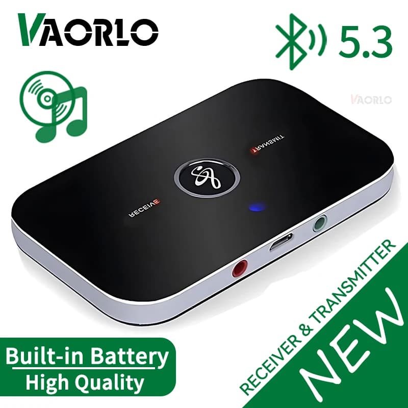 Update B6 2 in 1 Bluetooth 5.3 Receiver Audio Transmitter 3.5mm AUX + RCA 600mAh Wireless Adapter Battery for Auto PC TV Headphones
