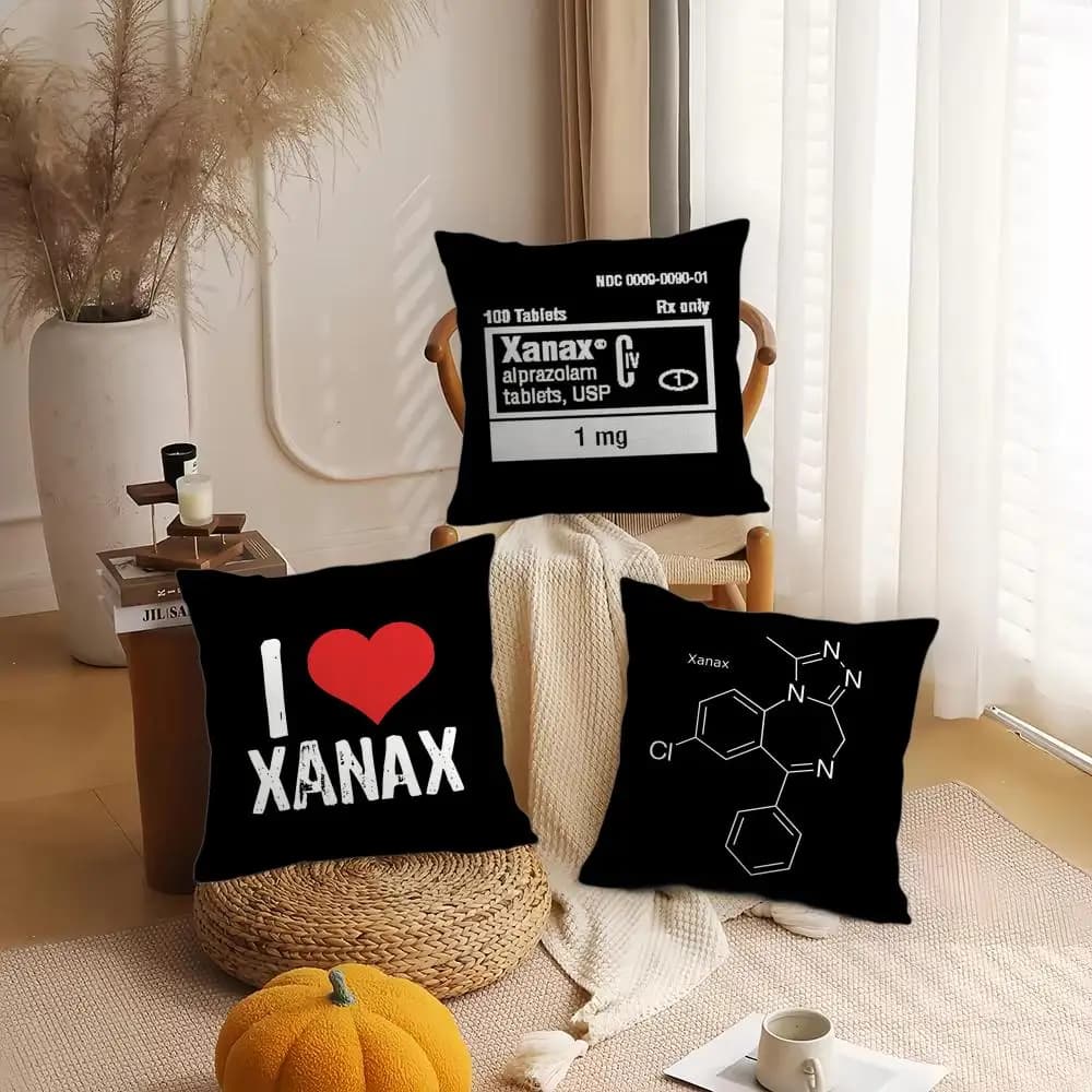 C-Chill Pillow Sheet Pill XANAX, soft and plush | Double-sided Decorative Pillow Sheet | Bedroom Sofa, Home Furniture