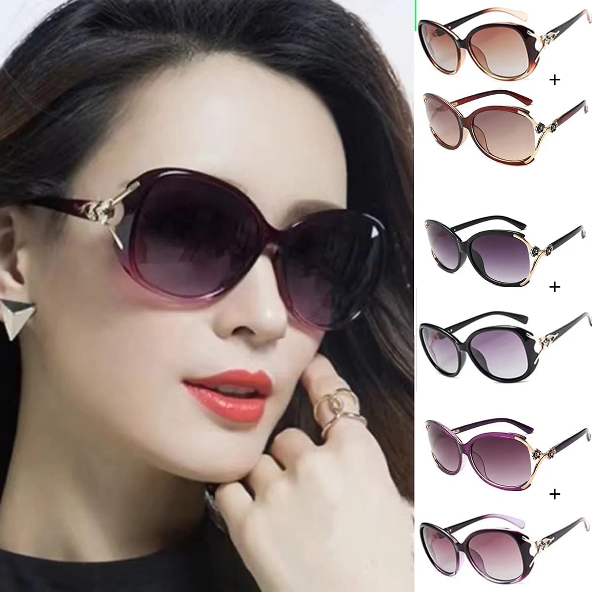 Occhiali da sole con protezione UV da donna nuovi di moda da donna che guidano occhiali da sole con testa di volpe con montatura grande