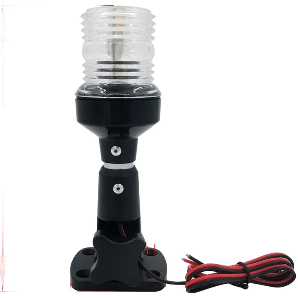 Luce di Navigazione Marina LED Regolabile a 360 Gradi da 6 Pollici con Palo in Alluminio, Luce di Ancoraggio Verticale, Accessori per Barche