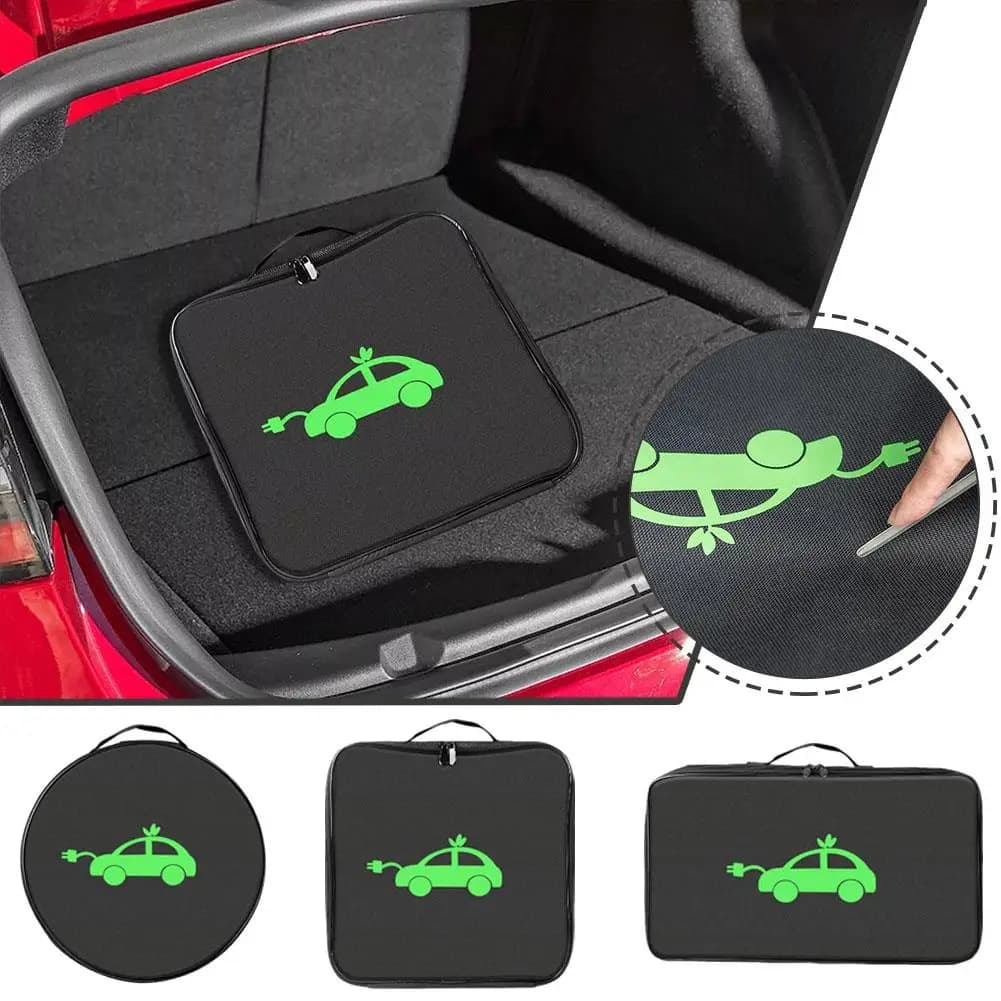 Organizzatore di cavi EV Proteggi borsa Caricatore per auto elettrica Scatola di immagazzinaggio impermeabile Borsa per cavi jumper per cavo di ricarica per veicoli elettrici