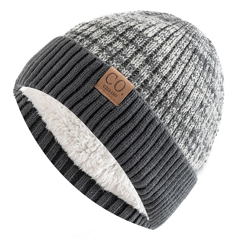 New two-tone unisex winter hats Add fur liner for men and women Hot cap fashion Casual winter knitted hats