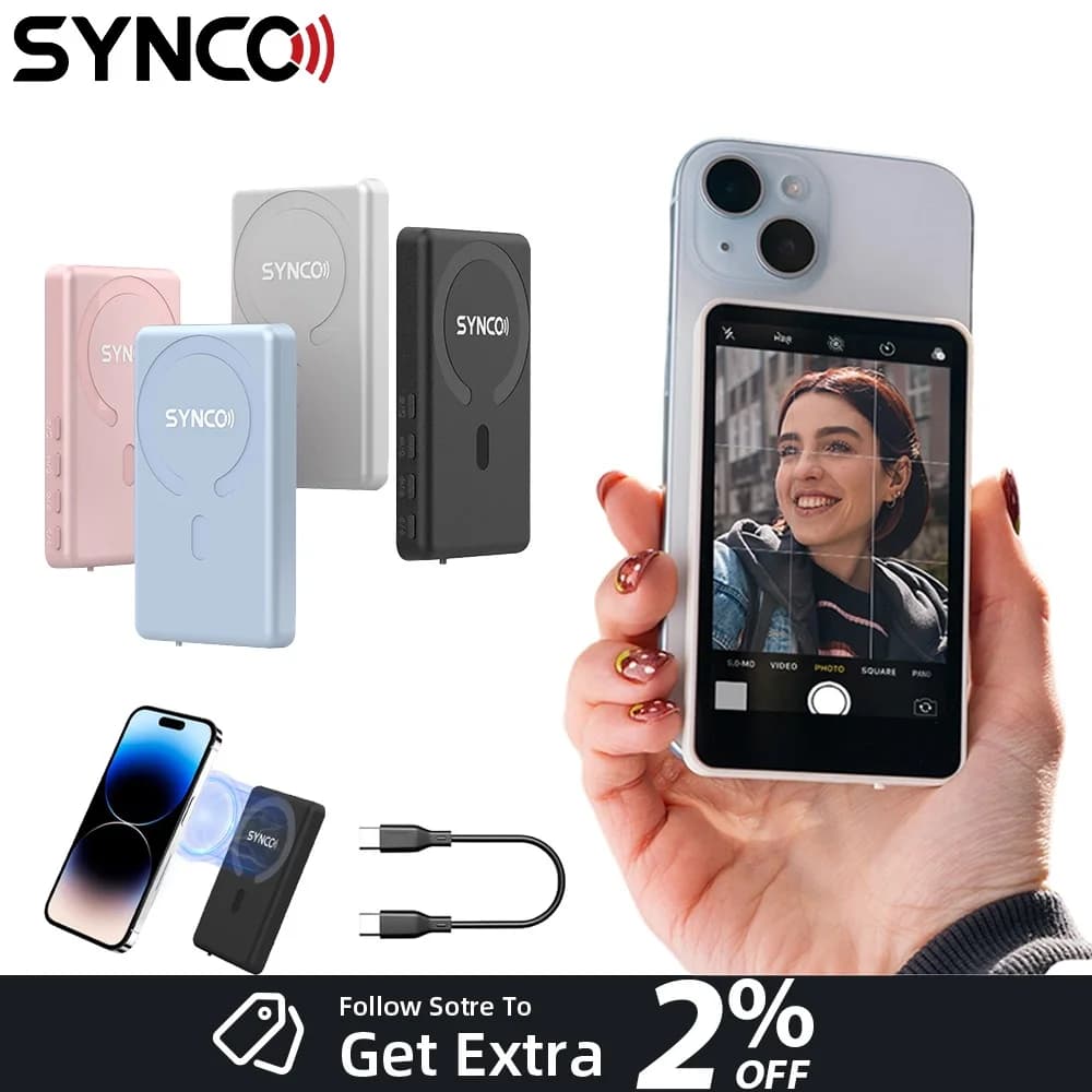 SYNCO XView M4 Magnetic Wireless Phone Monitor for iPhone & Android 4K/1080p Rear Camera Vlog Screen with 164FT Range
