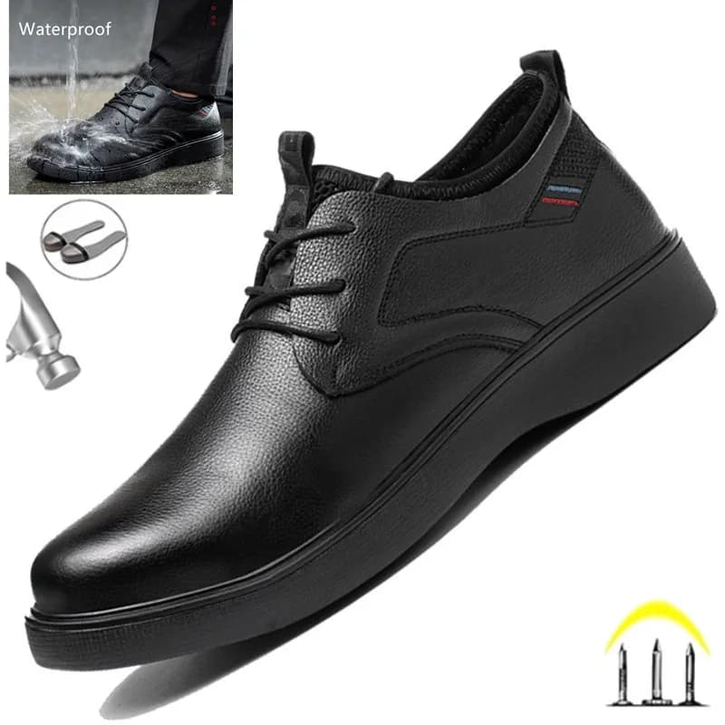 Men's formal shoes in real leather Waterproof non-slip kitchen shoes Boots with indestructible steel tip for men Male footwear