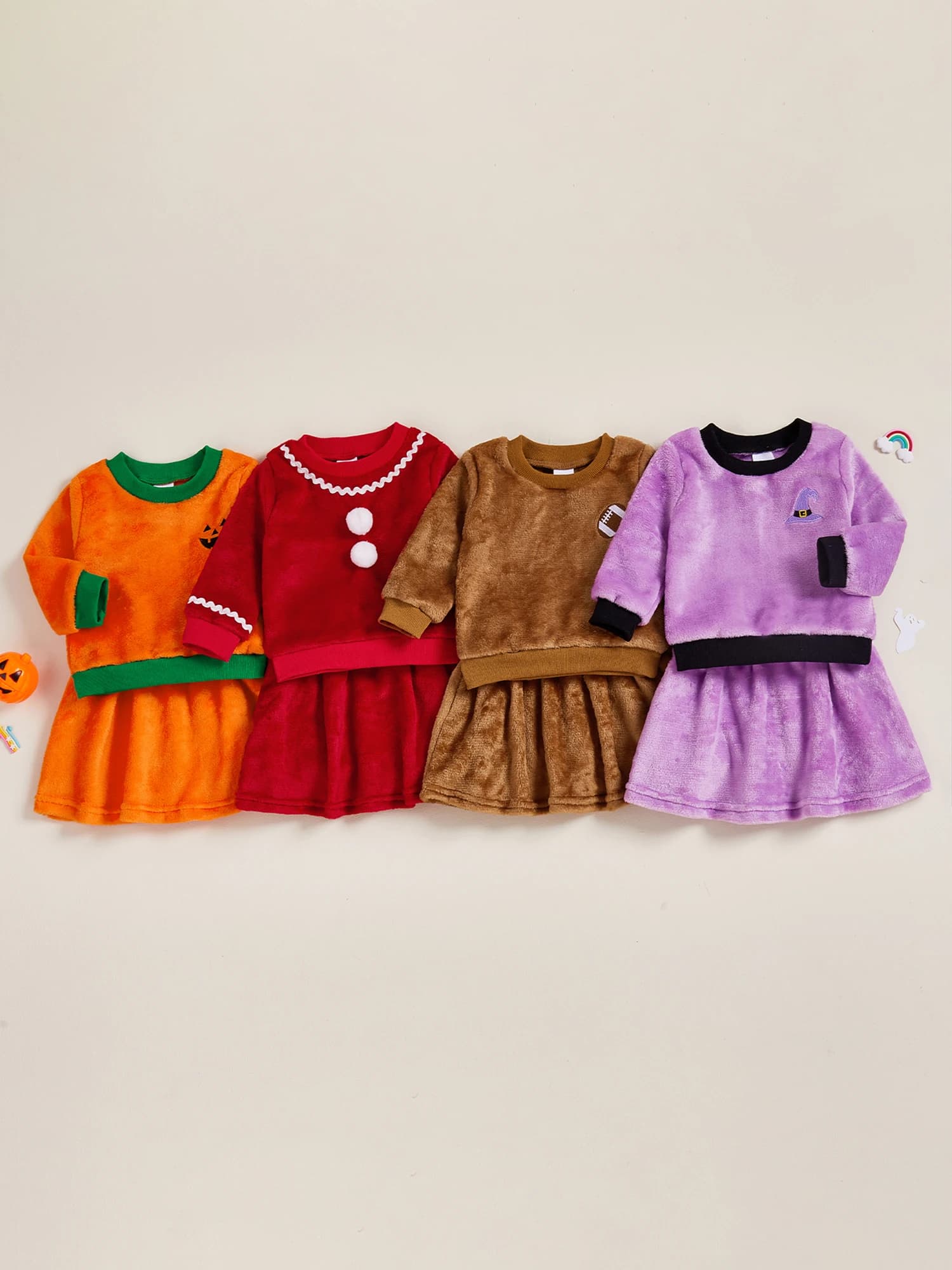 Adorable winter clothes for girl, knit sweater with pompon hat and leggings, 3 piece set for Christmas, New Year