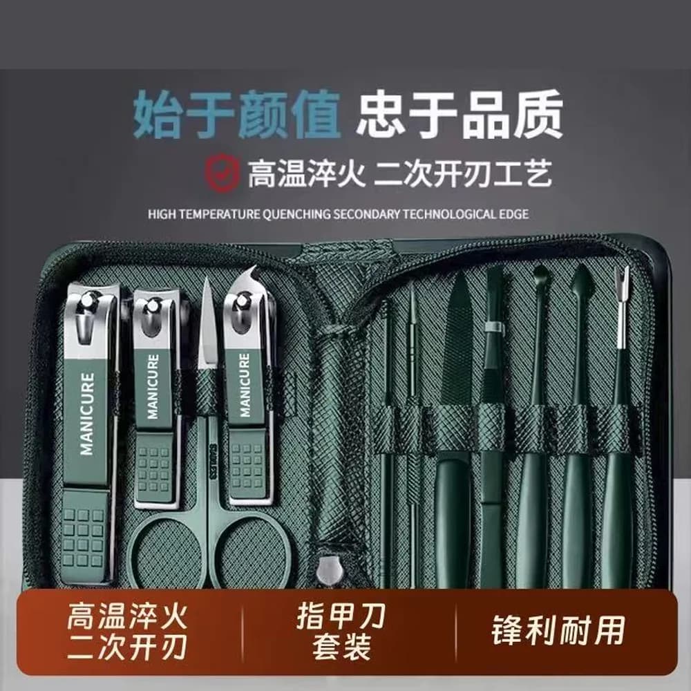 Set di 9 Pezzi per Manicure in Acciaio Inossidabile, Strumenti per Manicure ed Esfoliazione per la Cura Personale della Bellezza