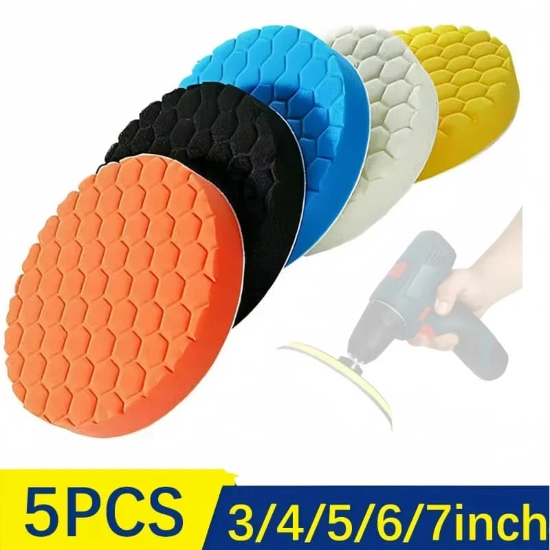 3/4/5/6/7 pollici 5 pezzi kit tampone per lucidatura auto set autoadesivo lucidatura ceretta spugna ruota di lana tampone per lucidatura auto lucidatore trapano