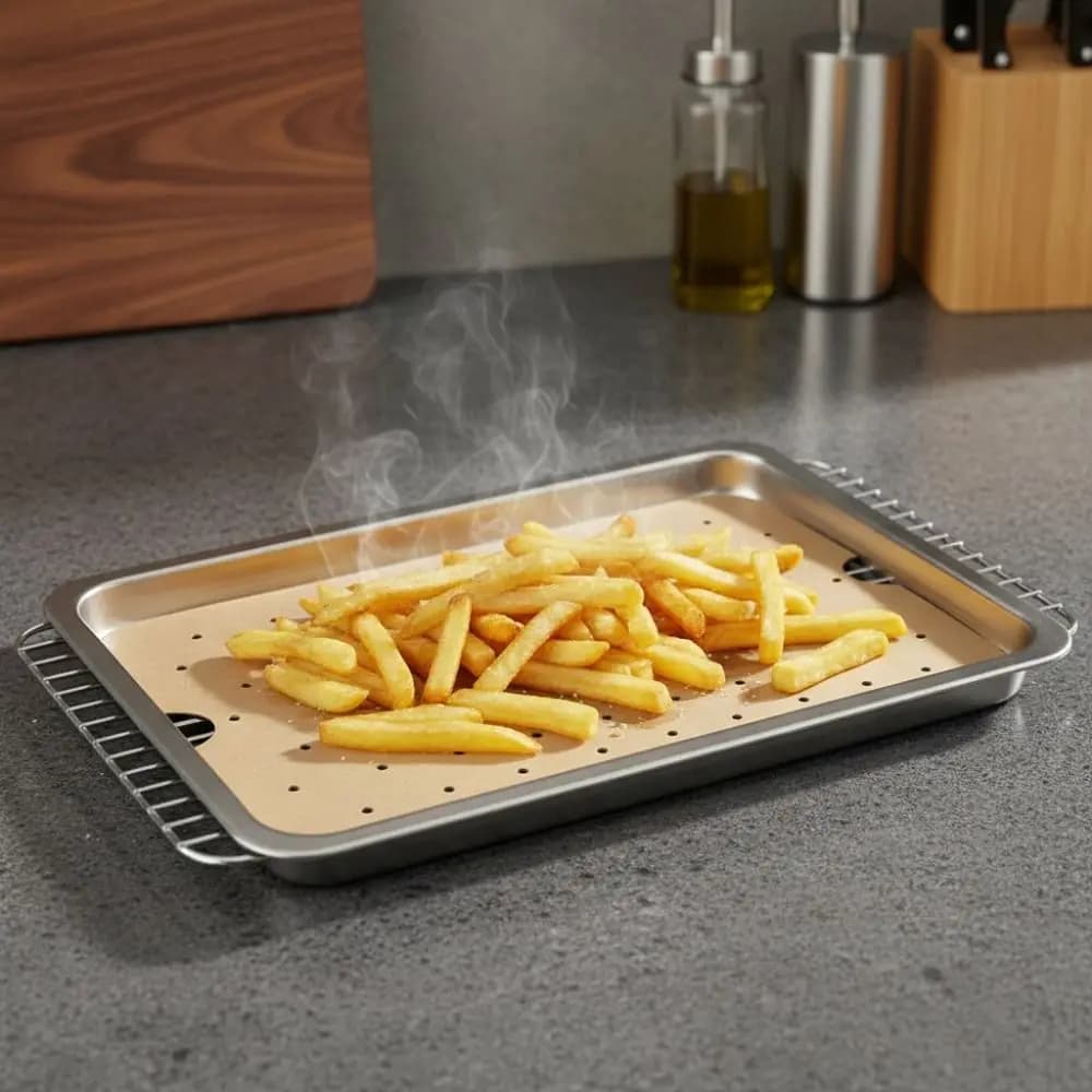 100 Piece Disposable Air Fryer Lining Paper Oil Absorbing Waterproof Air Fryer Parchment Paper Non-stick Perforated