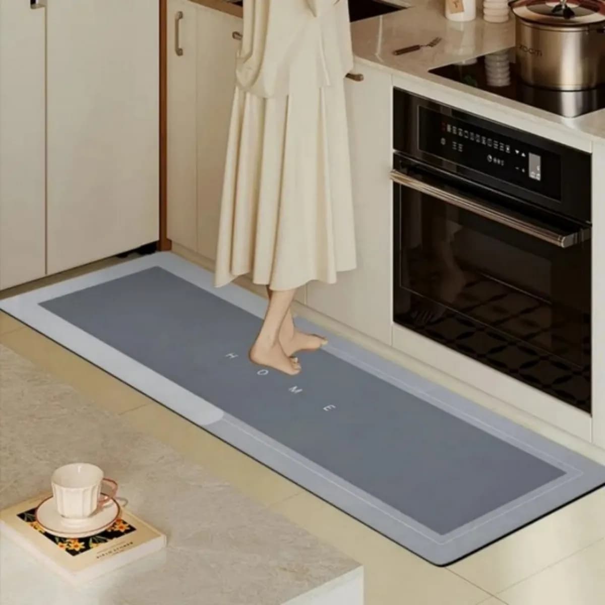 Set di 2 Tappetini da Cucina Spessi - Tappeto Assorbente in Diatomite e Antiscivolo Resistente all'Olio, Tappeto Lungo Impermeabile, Facile da Pulire
