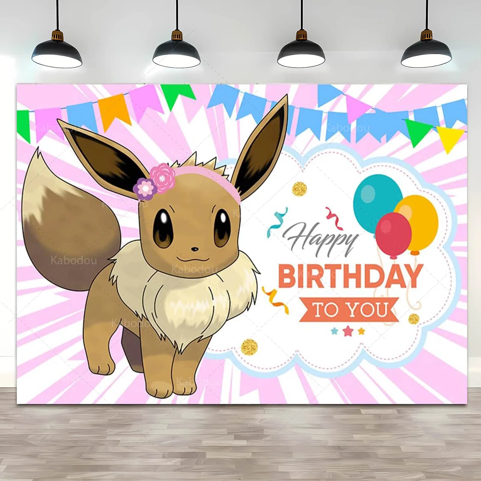 Pokemon Eevee Festa di compleanno Sfondo Rosa Principessa Ragazze 1° sfondo Fotografia Pikachu Baby Shower Photo Studio Banner
