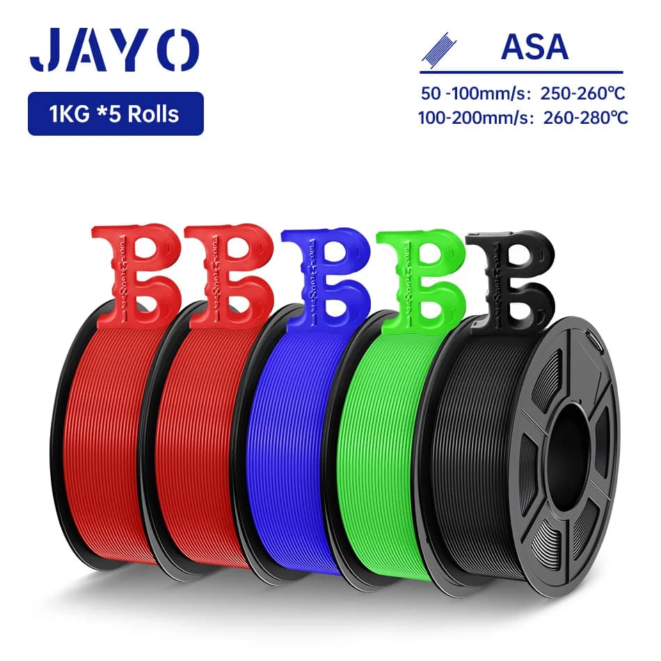 3D thread JAYO ASA 1,75 mm 5 rolls 3D printer thread ASA heat resistant and atmospheric agents Perfect for printing external functional parts