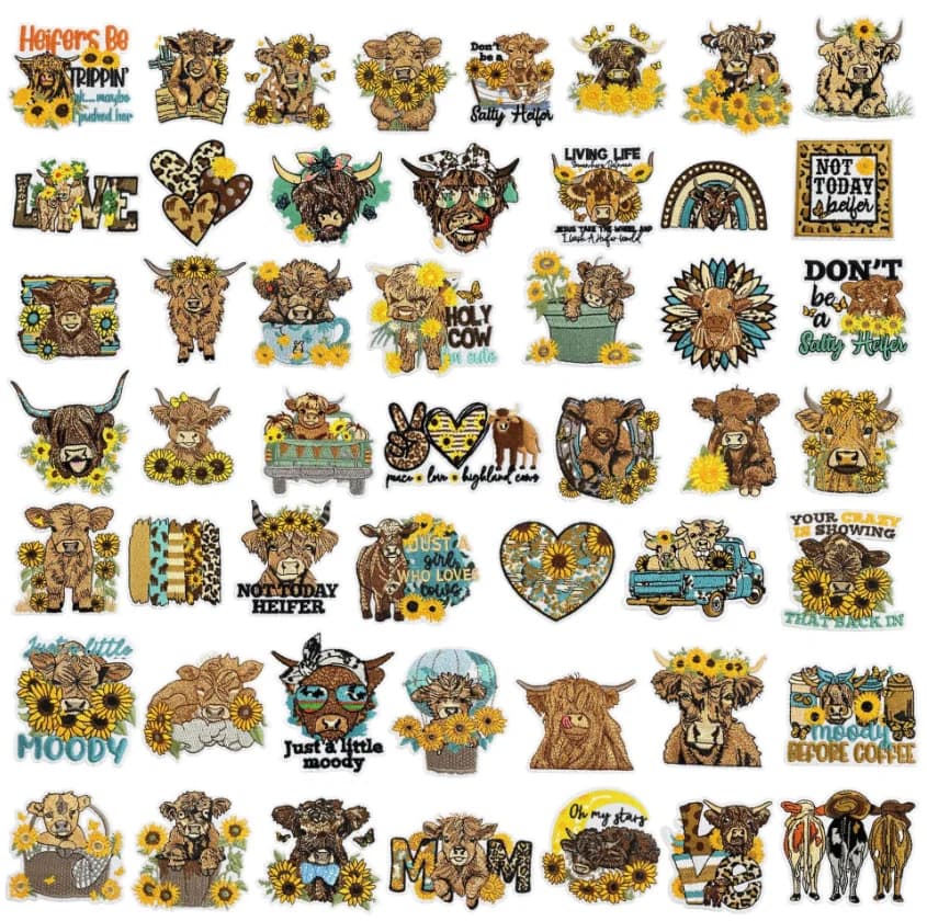 2025 New Patches 10 Pcs High Mountain Yak Embroidered Patches Iron On Clothing Hat Bag Shoe Repair Phone Gift Box Decor DIY