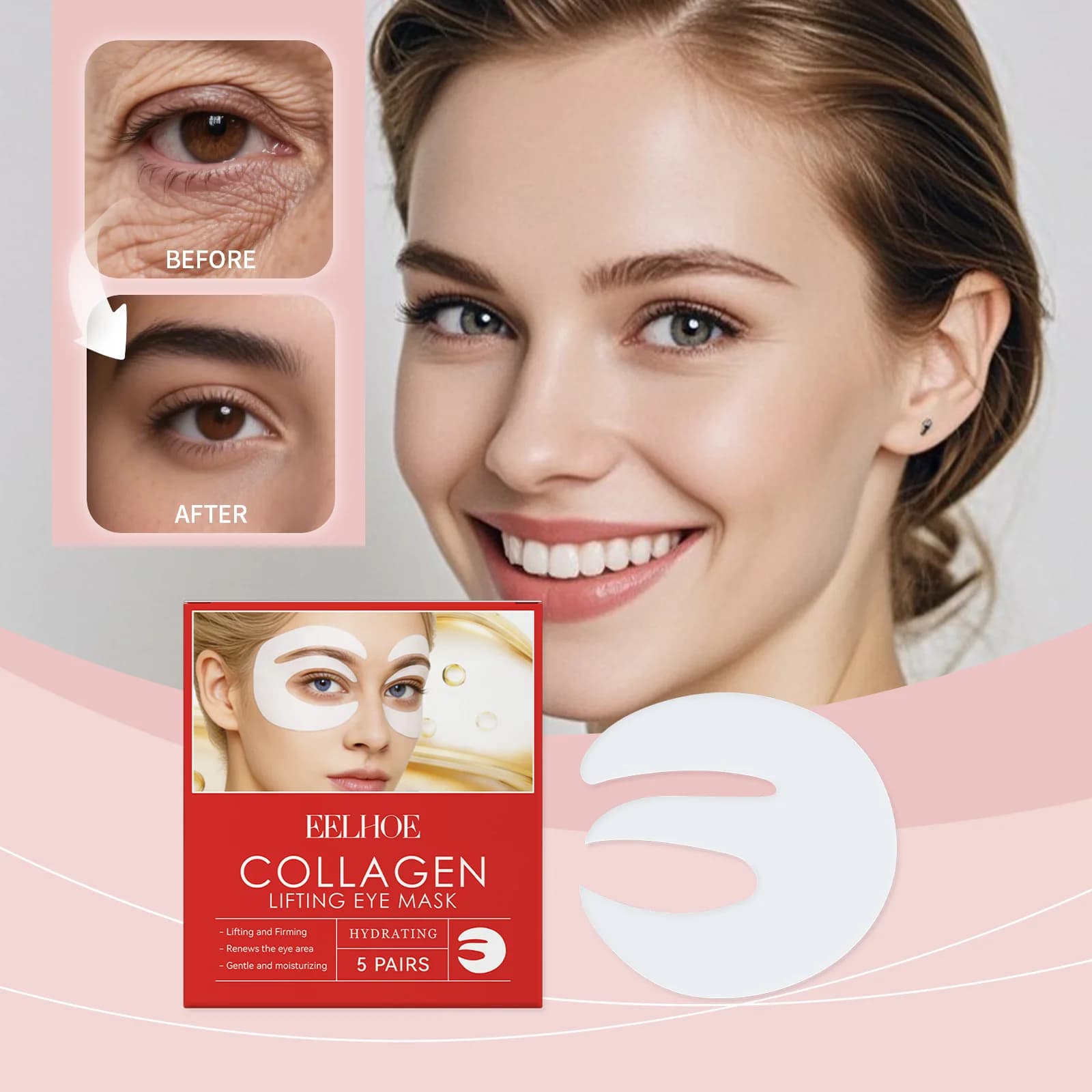 5/10/15/20 Paia di Maschere per Occhi al Collagene, Effetto Lifting e Rassodante, Idratanti, con Niacinamide, per Occhiaie e Linee Sottili