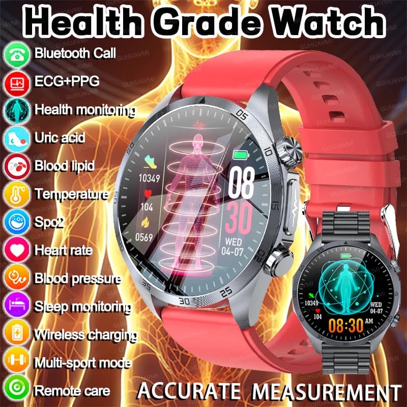 Nuovo Smartwatch CES 2026 per Uomo con Terapia a Impulsi Laser, ECG+PPG, Monitoraggio Pressione Sanguigna, Chiamate HD e Funzioni Salute