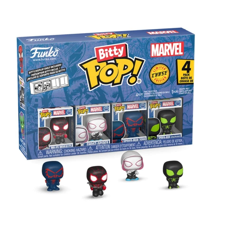 Funko Mini Pop Figures: Spider-Man - Miles Morales Set da 4 Pezzi - Regalo di Capodanno - Ottimo regalo per amici e familiari per Natale, Capodanno e compleanni, Decorazione a tema pop culture, Regalo di compleanno, Oggetti da collezione a tema fumetti, Merchandise ufficialmente licenziato, Oggetti da collezione premium, Oggetti ricordo a tema fumetti, Regali per geek, Oggetti da collezione