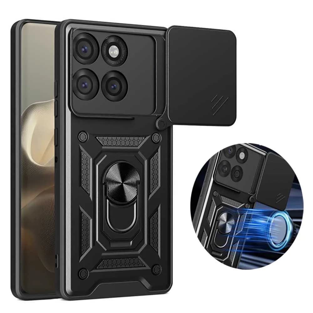 Per Motorola Edge 60 Pro 5G: Custodia Protettiva con Protezione per Fotocamera Scorrevole e Anello, Antiurto di Grado Militare per Moto Edge 60 60S Fusion