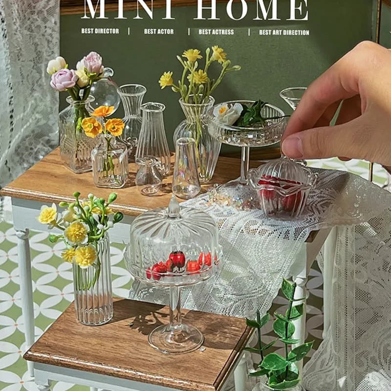 1:6 1:12 Mini modello casa delle bambole simulato vaso di vetro trasparente Bjd Ob11 Gsc Blyth soldato Lol casa delle bambole miniature accessori