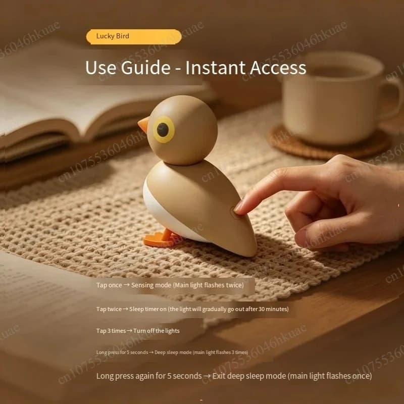 LED Lucky Bird Night Light, Magnetic Attachment, Motion Sensor and Timer, Stylish Wall Ornament for Indoor Spaces