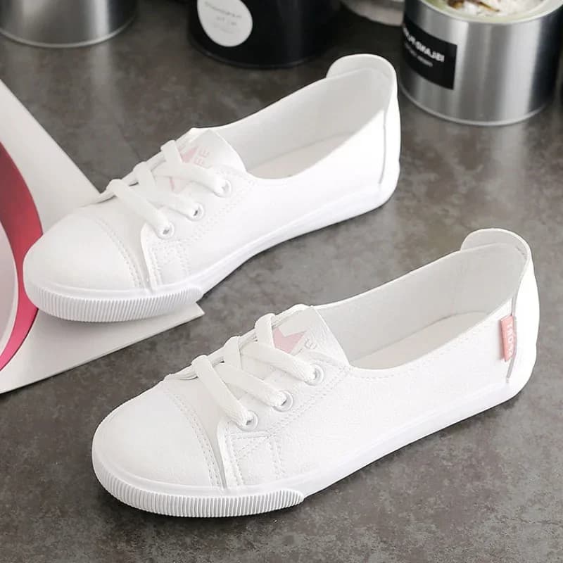 Comemore Scarpe stringate bianche piatte casual da donna comode Scarpe da ginnastica vulcanizzate estive Mocassini leggeri e morbidi con bocca superficiale