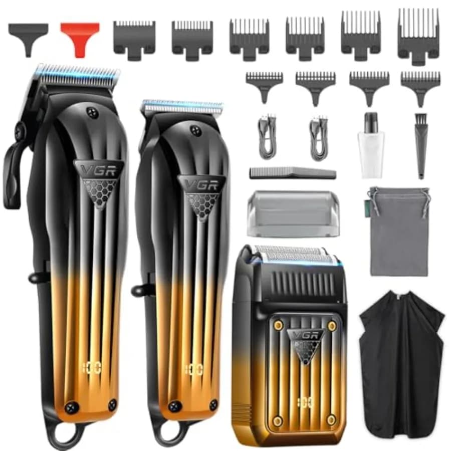 Tagliacapelli Professionale 644 per Uomo, Regolabarba Senza Fili e Rasoio Elettrico, Set da Barbiere Ricaricabile in 3 Pezzi