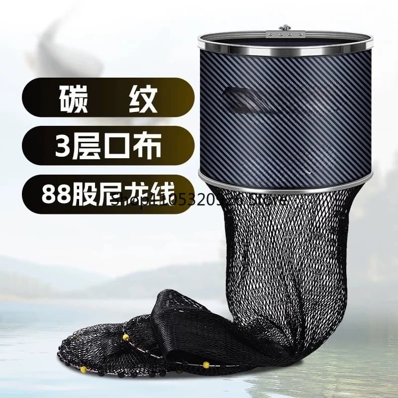 New black pit special fish net steel ring thickened quick-drying anti-hanging woven Daima fisherman fishing net bag