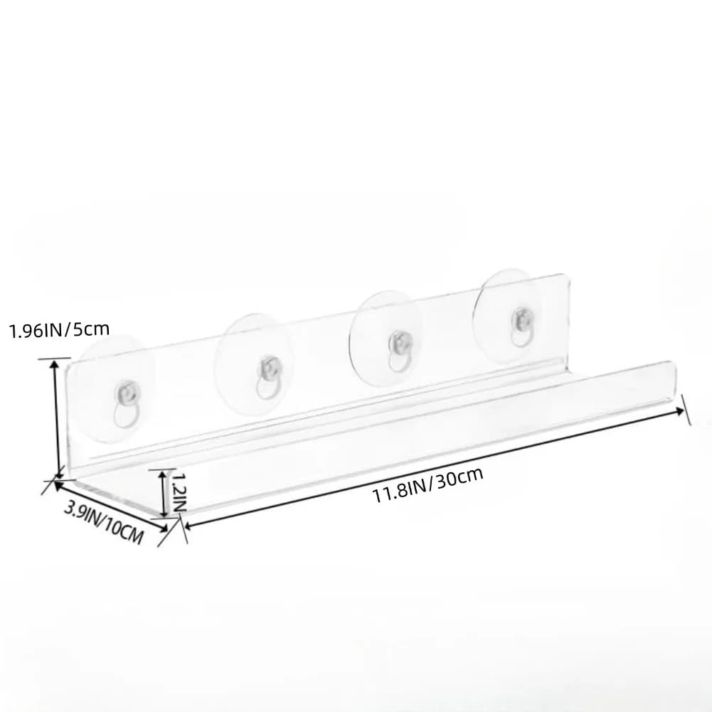 Transparent acrylic 2-piece window shelf with suction cups Storage shelf for space saving organizer for home decoration
