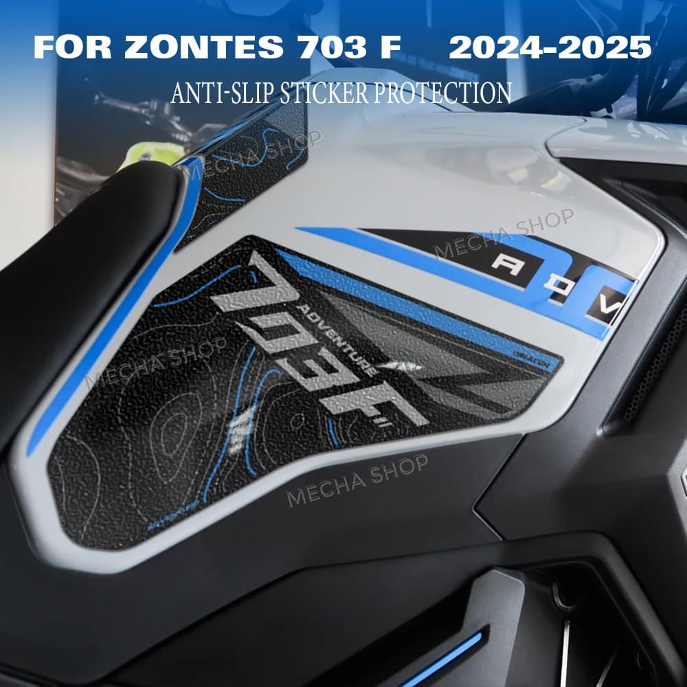 Per Zontes 703 F Adventure 2025 Accessori moto Adesivo Adesivo serbatoio carburante satinato Ginocchio Grip Protezione trazione Decalcomania