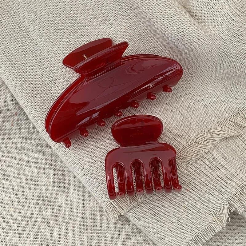 1PC Glossy Wine Red Acrylic Hair Claw Clips Multi Sizes Jaw Barrettes Women Strong Hold Daily Updo Hair Decor