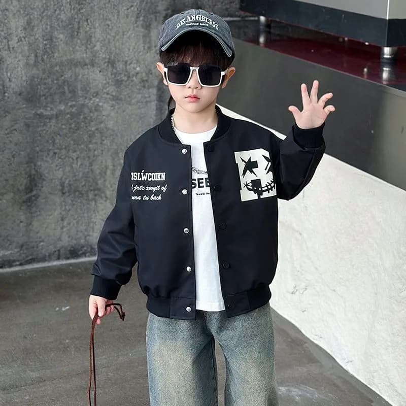 2025 Nuova giacca da baseball per ragazzi Primavera Autunno Badass Streetwear Giacca sportiva per bambini