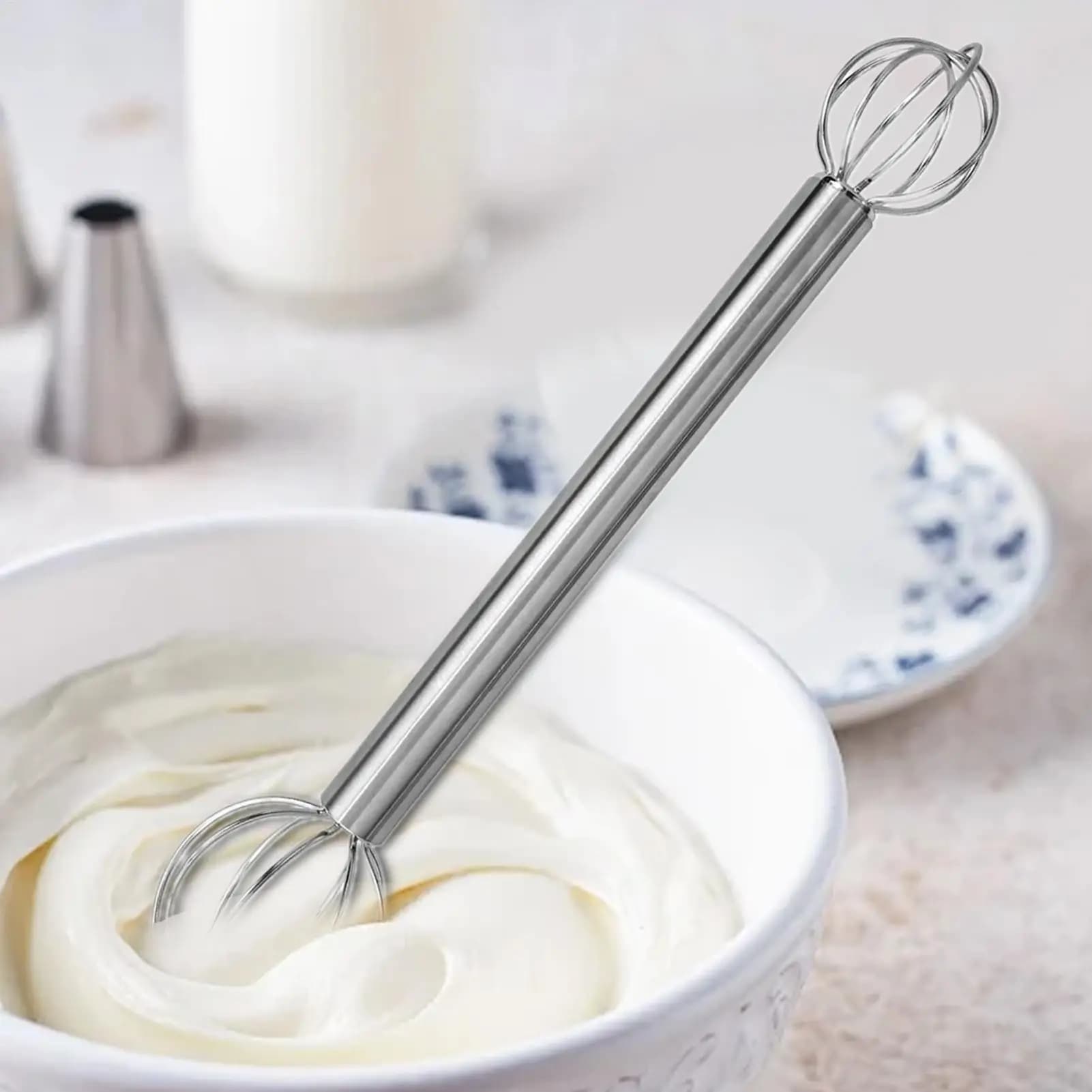 Frusta per panna Miso Muddler a doppia testa in acciaio inossidabile Frullatore ergonomico Strumento di miscelazione giapponese per mescolare la cucina Cucina a casa