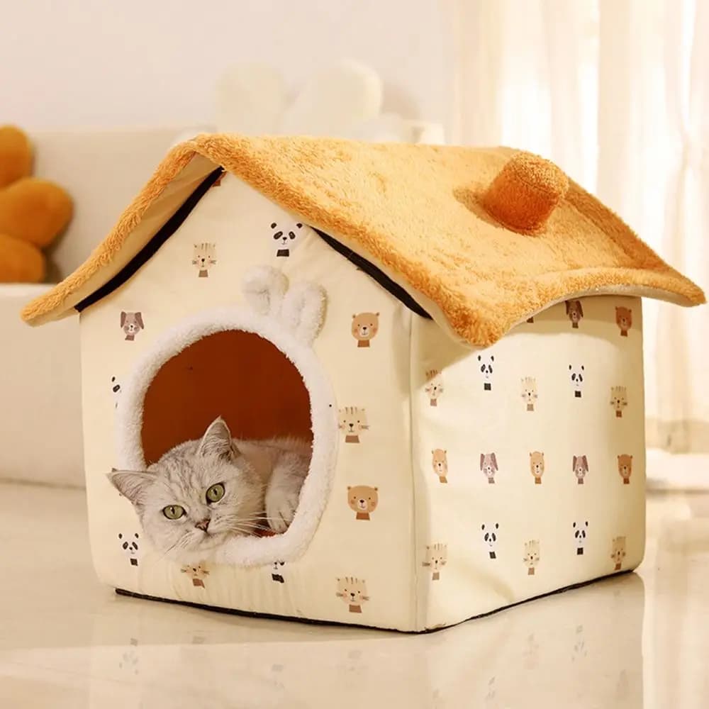 Simpatico cuccia per gatti Oxford, casa calda, letto per gatti rimovibile e lavabile, nido chiuso per cuccioli per l'inverno