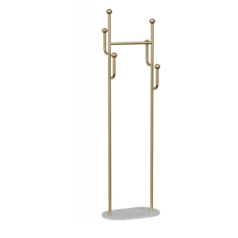 Clothing Rack, Golden Metal Freestanding Heavy Duty Clothes Rack with Marble Base, Multipurpose Garment Hanger for Bedroom, Hat, Scarf, Jacket
