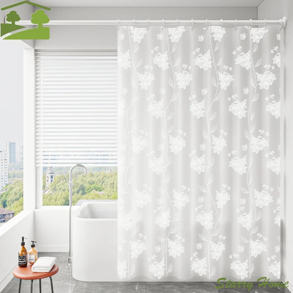 Tenda da Doccia Moderna in EVA Impermeabile Antimuffa con Ganci, Tenda da Bagno Senza Foratura, Tenda Traslucida per Privacy, per Hotel
