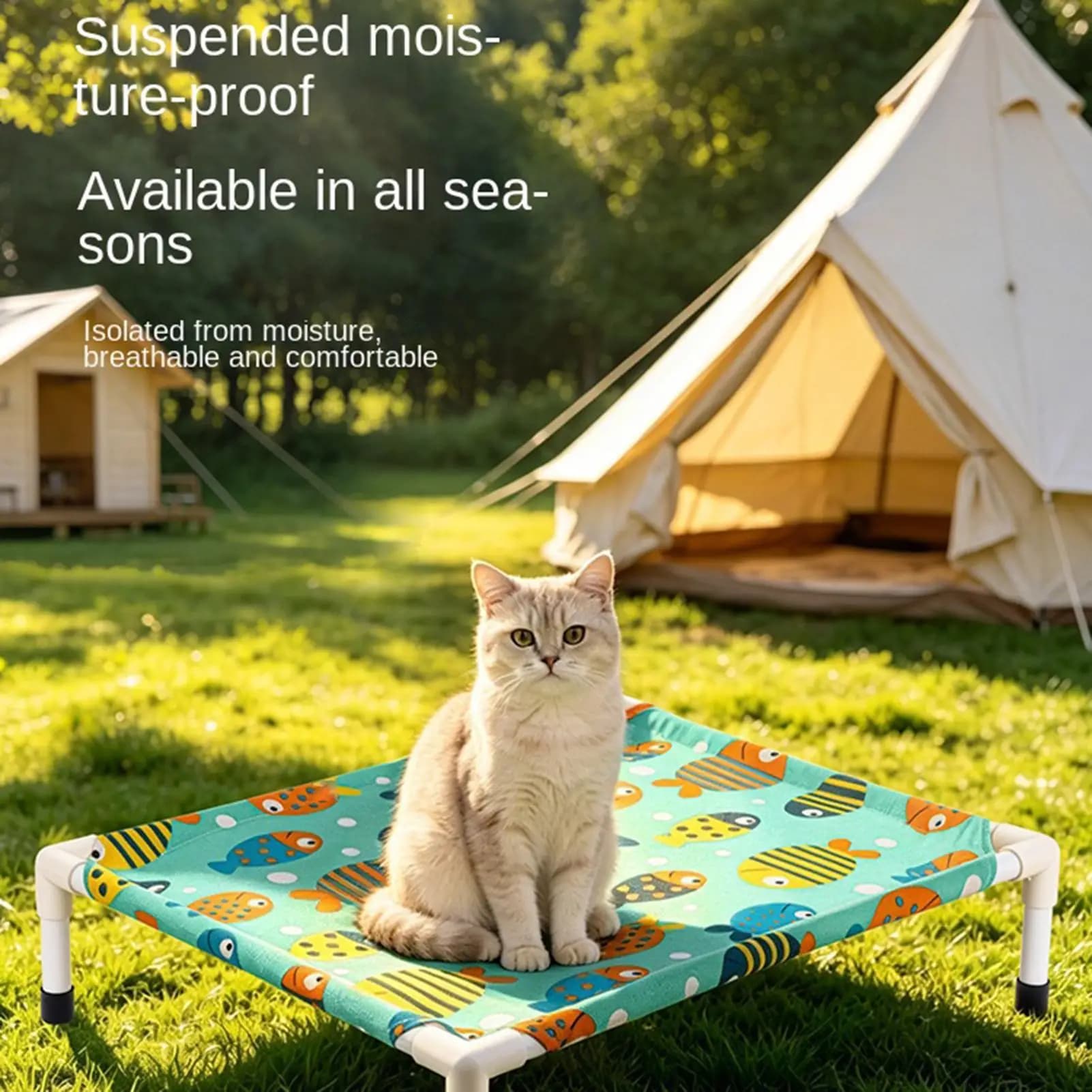 Raised Dog Bed Removable Non-Slip Raised Breathable Cat Hammock Bed For Puppy Kitten Summer Home Indoor Outdoor Living Room