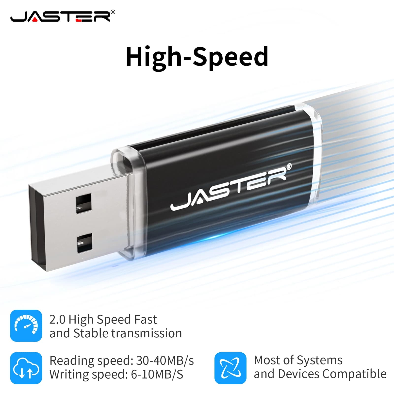 JASTER Nuove Chiavette USB Portatili in Metallo con Portachiavi, Memoria Flash 64GB/32GB/16GB/8GB/4GB