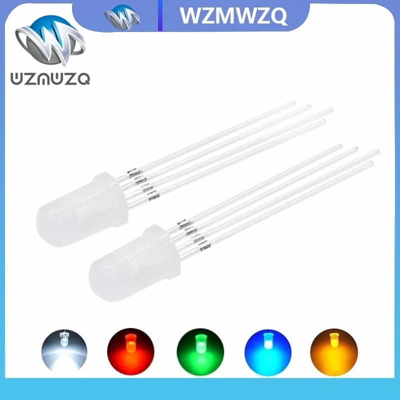 10 pcs 5mm RGB LED Common Cathode/Anode Common Diodes Tri-Color emitters f5 RGB Diffused/Sparents Highlight for arduino