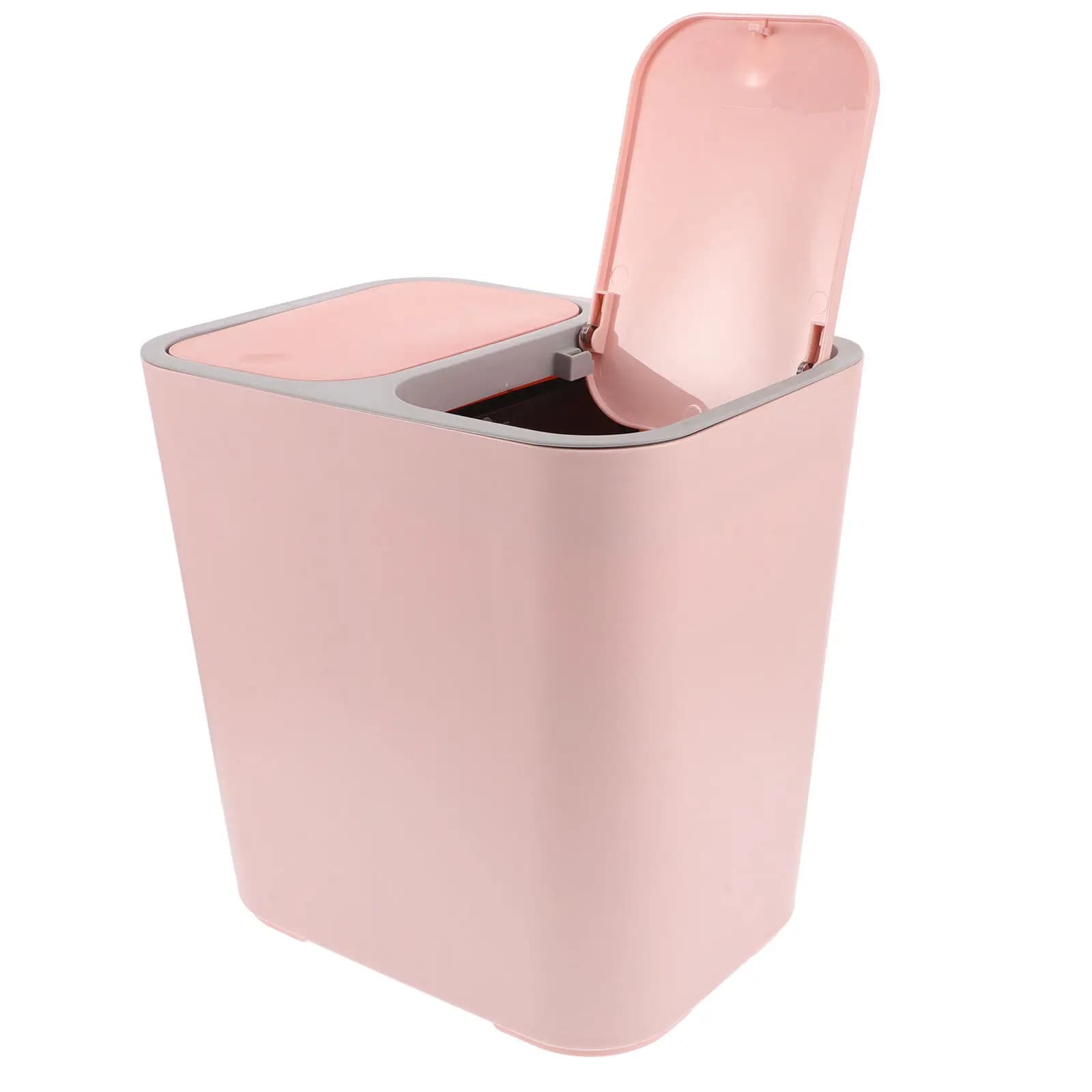 Pink Thickened Dual Lid Trash Can Dry Wet Separation Large Capacity Sturdy Construction for Kitchen Bathroom Living Room Dorm