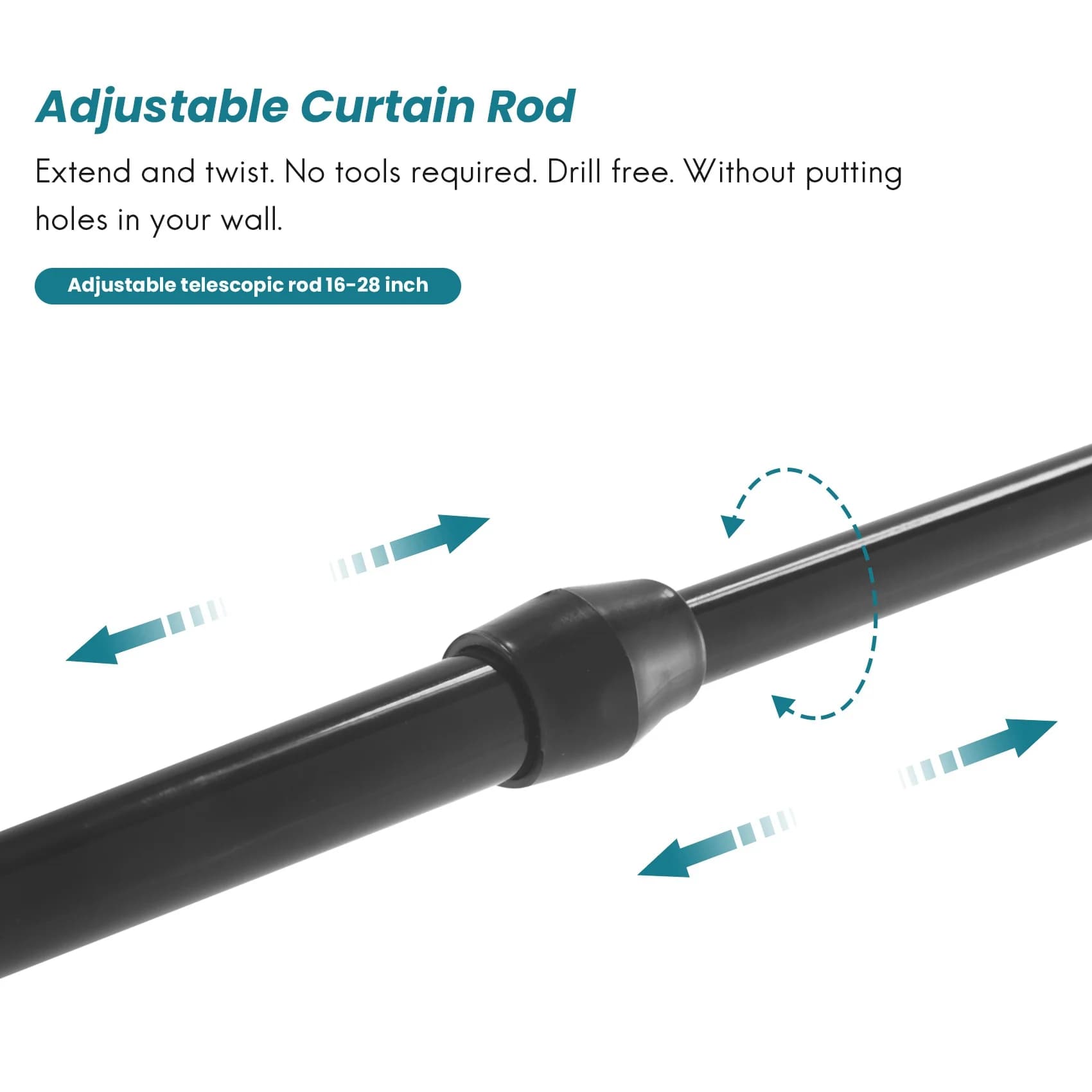AB43-3PCS Spring Curtain Rods 16 To 28 Inch Tension Rod Spring Curtain Rod Adjustable Curtain Rod Expandable Curtain Rod