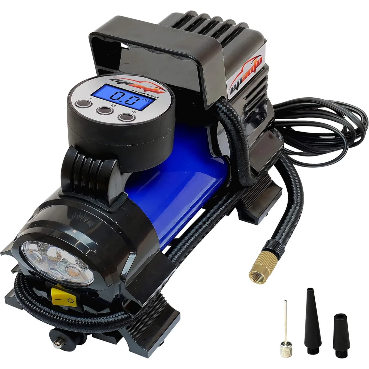 Compressore d'Aria Portatile 12V DC, Gonfiatore Digitale per Pneumatici Auto, Bici, SUV, con Spegnimento Automatico, Torcia LED