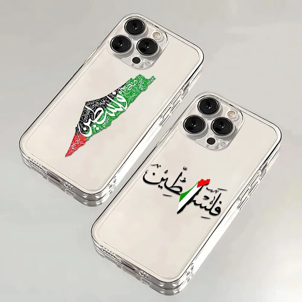 Custodia per telefono carina per bandiera palestinese mappa passaporto iPhone 16 15 14 13 12 11 Mini Pro Max X XR XSMax 7 8 Plus copertura morbida trasparente